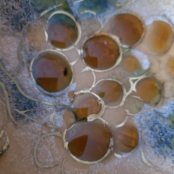 MCM Sascha Brastoff Golden Enamel, Amber Grapes on Copper 6 7/8" Bowl - Picture 4 of 12